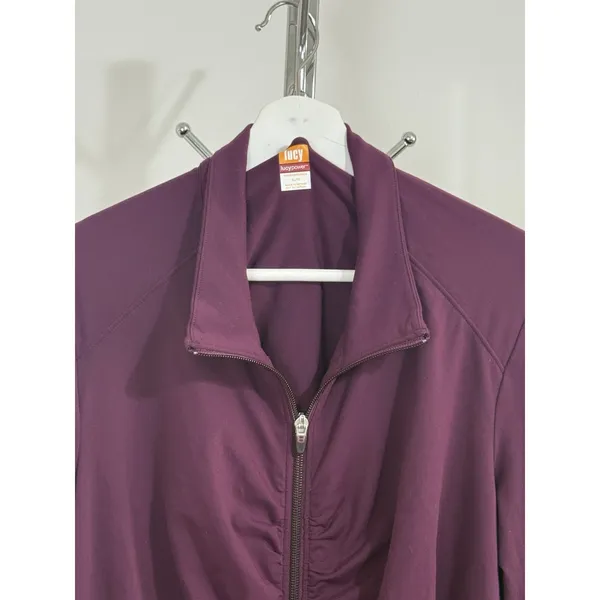 Lucy Power Women’s Track Jacket Full Zip Red Plum Ruched Yoga Athletic Size XL - Image 3