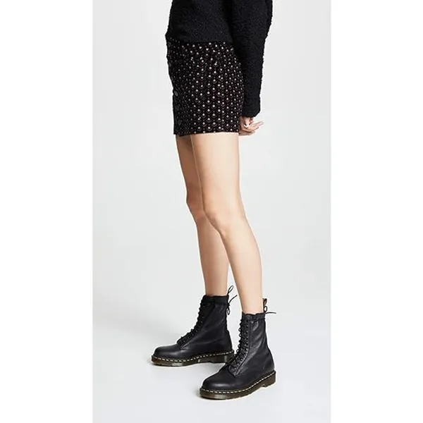 We the Free People Womens Skirt Sz 29 Black‎ Print Joanie Corduroy Mini Buttons - Image 4