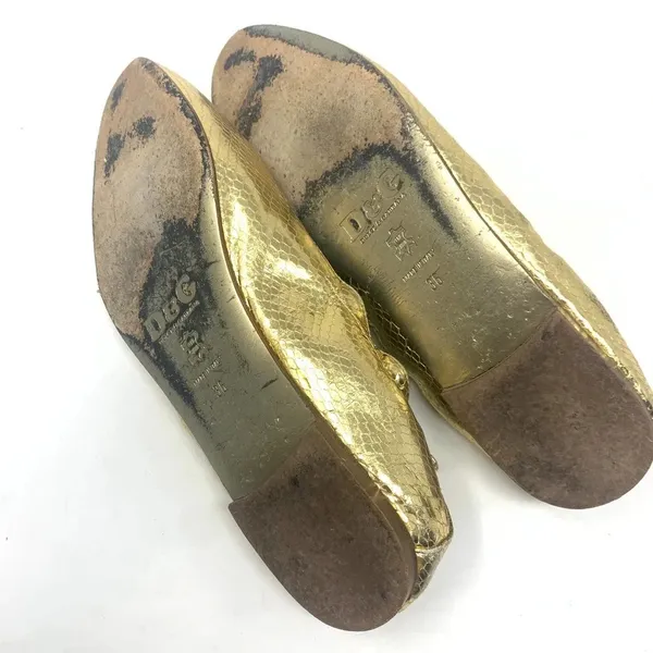 Dolce & Gabbana Gold Metallic‎ Snakeskin Flats - Image 10