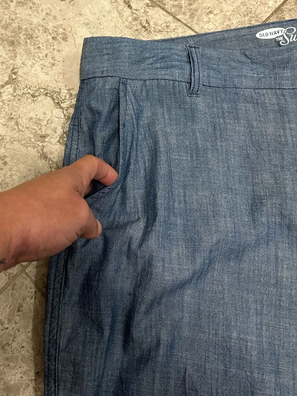 Old Navy Sweetheart Chambray Pant NEW Mid Rise Straight Leg 100% Cotton Size 14 - Image 6
