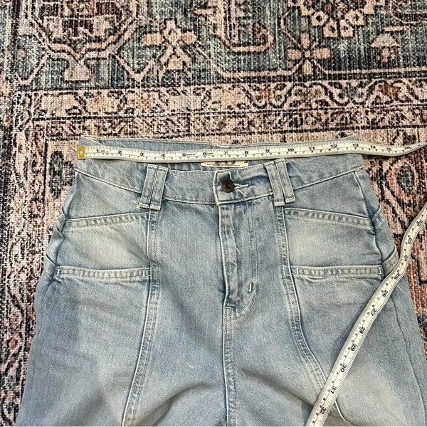 Free People We the Free Let Sunshine In Wide leg Cropped Jeans Sz 26 Light Wash - Image 9