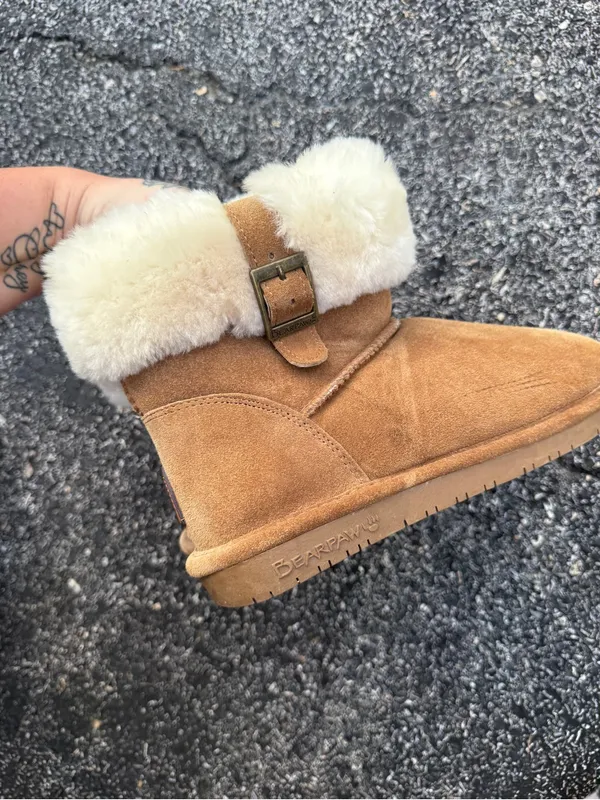 Bearpaw Women’s Size 8 Brown Suede Faux Fur Ankle Boots - Image 7