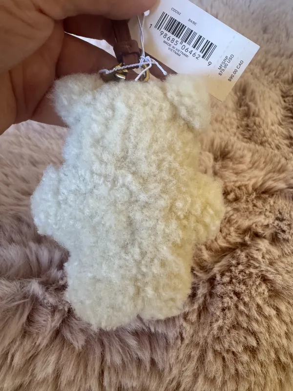 NWT Coach Bear Puffy Bag Charm In Shearling CDD52 - Image 5