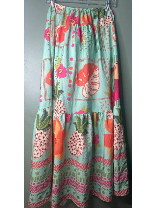 Tropical Hawaiian Maxi Skirt & Matching Bikini Set XS/S Island Resortwear beach - Image 2