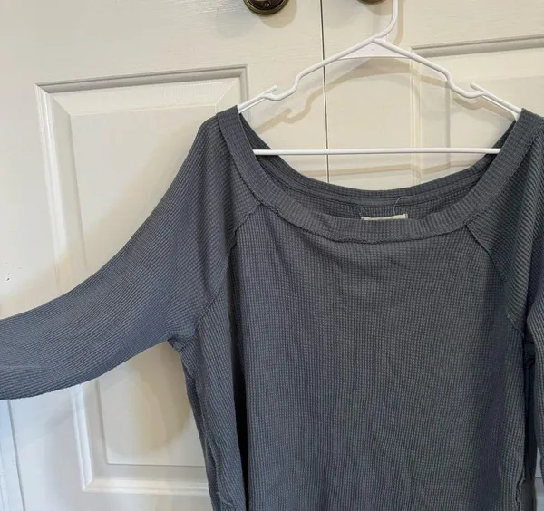Free People Blue Gray Oversized Long Sleeve Size S - Image 2