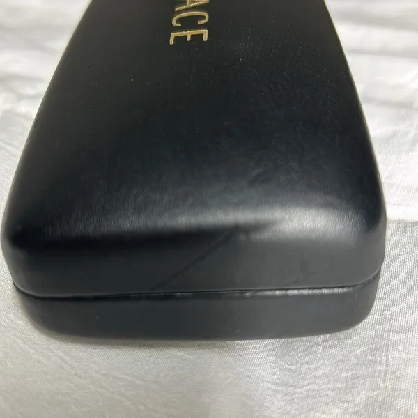 Versace Black‎ Faux Leather Glasses CASE ONLY Felt Lined Gold Lettering On Top - Image 7