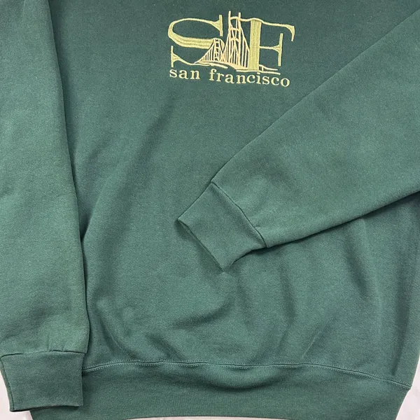 Vintage Fruit of the Loom San Francisco Embroidered Sweatshirt XL Green - Image 2