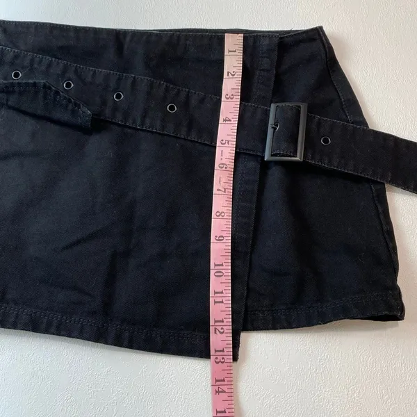 Princess Polly Size 6 Black Belted Wrap Mini Skort Y2K Utility Skirt - Image 6