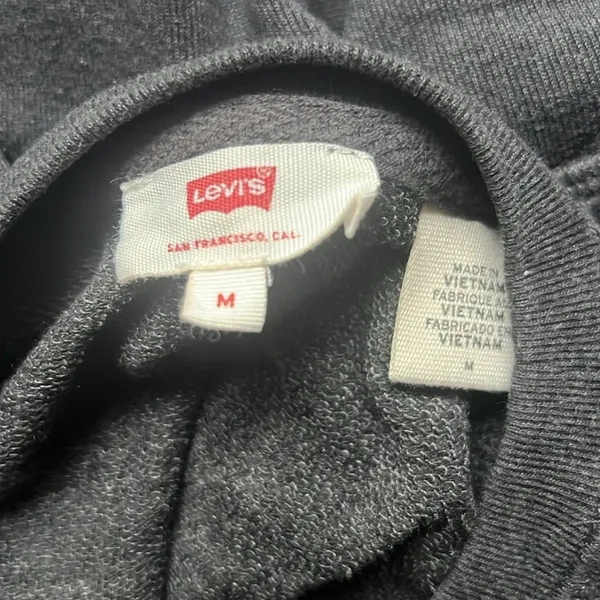 Levis Batwing Logo Graphic Sweatshirt Charcoal Heather Raglan Pullover Size M - Image 5