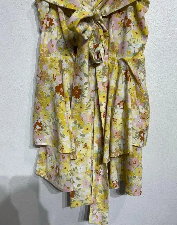 Storia Yellow Floral Tiered Romper Sz M - Image 4