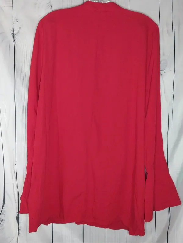 Free people Red Draped Wrap Front Long Sleeve Effortlessly Casual Women's Top - Image 5