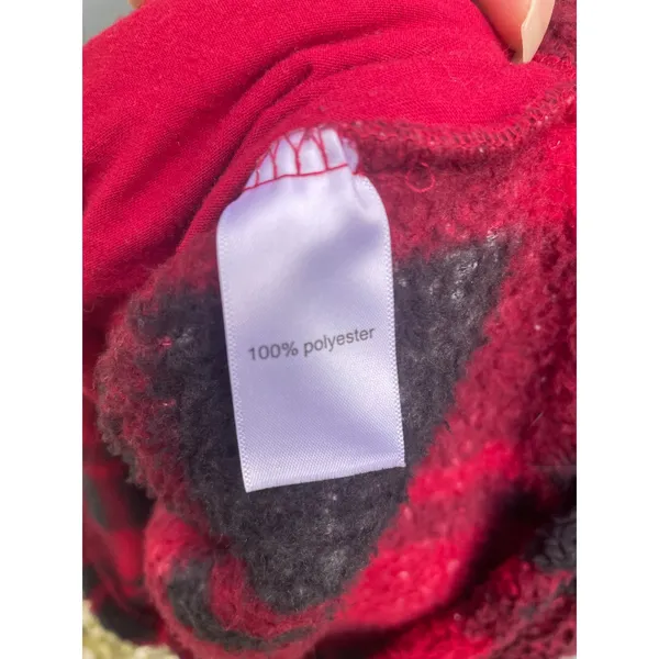 Maurices Red Black Buffalo Plaid Sherpa Fleece Quarter Zip Pullover XL - Image 4