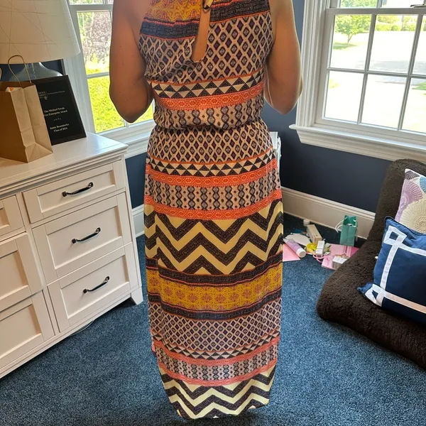 Sanctuary nwt medium dress lined to knee adjustable strap Aztec chevron polyest - Image 7