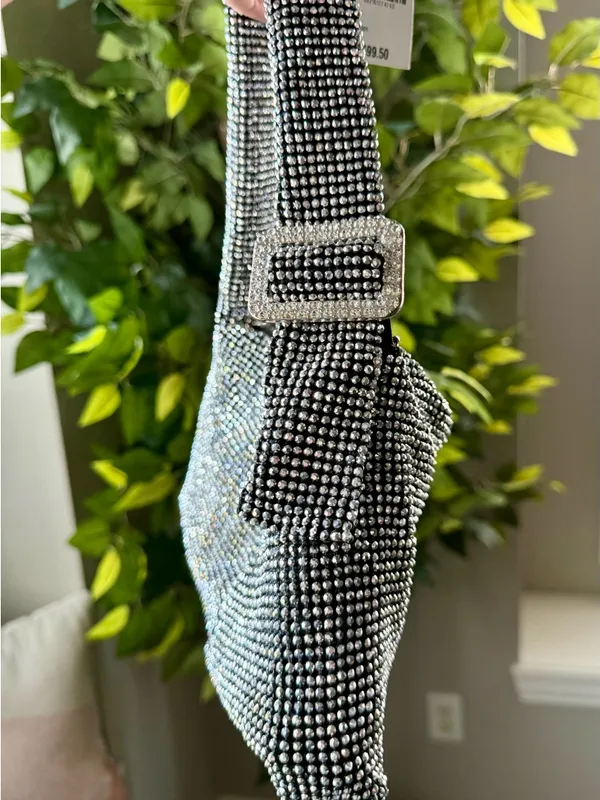 INC Soft Shoulder Black & White Studded Shoulder Bag - Image 4
