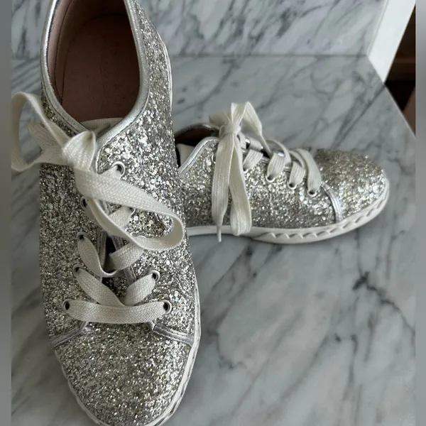 Kate Spade Vale Sneaker in Silver Glitter Sparkle - Image 2