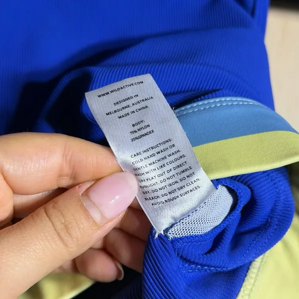 WILO Active Sports Bra Womens Large Blue Colorblock Athletic Yoga Gym Racerback - Image 6