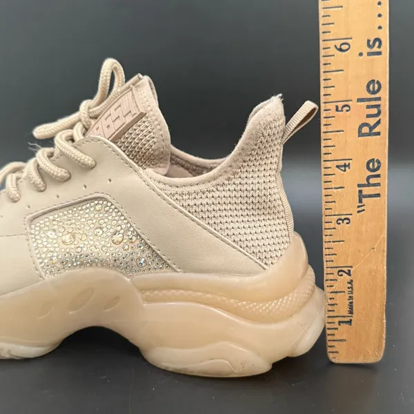 STEVE MADDEN Vance Beige Knit Upper Rhinestones Chunky Dad Sneakers Size 6.5M - Image 9