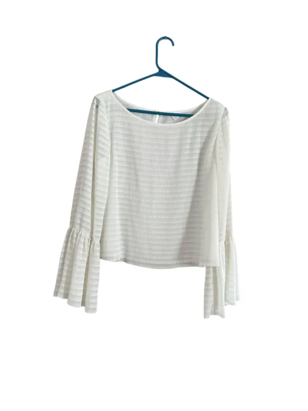 Women's Club Monaco White Bell Sleeve Blouse Size M - Image 2