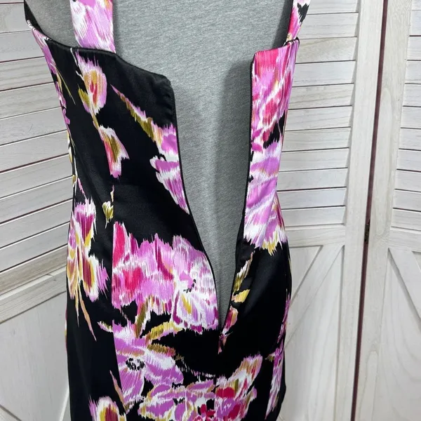 Cache Abstract Floral Cage Front Sleeveless Sheath Dress Black‎ Pink 12 - Image 7