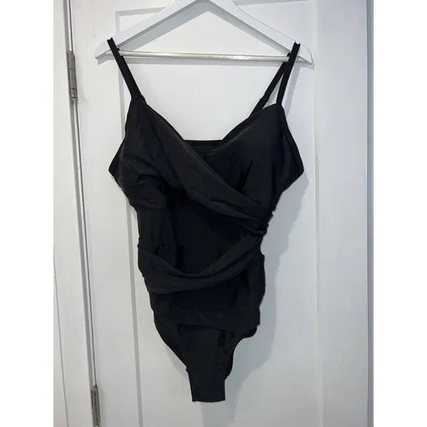 AI'MAGE Black One-Piece Swimsuit Slimming Modest Mesh Bathing Suit US LARGE - Image 6