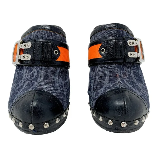 Dior Galliano SS 2006 Flight Diorissimo Monogram Denim Platform Clog Heels EU 36 - Image 6