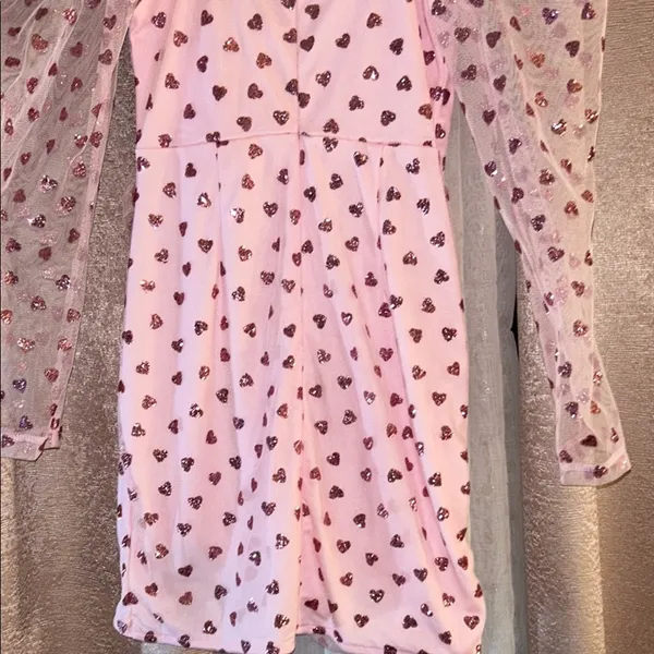 NWT Luxe Wave Size S Pink Heart Patterned Dress - Image 9