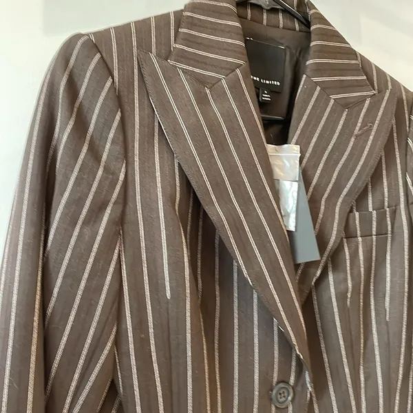 Dark brown pin stripe ladies blazer / jacket nwt small by the limited - Image 2