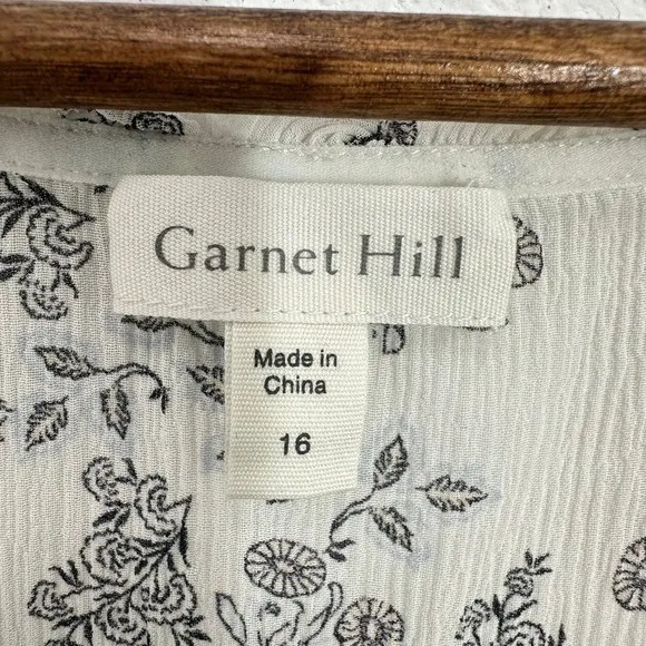 Garnet Hill Size 16 100% Silk Floral Tank Sleeveless Shirt White Yellow Feminine - Image 5