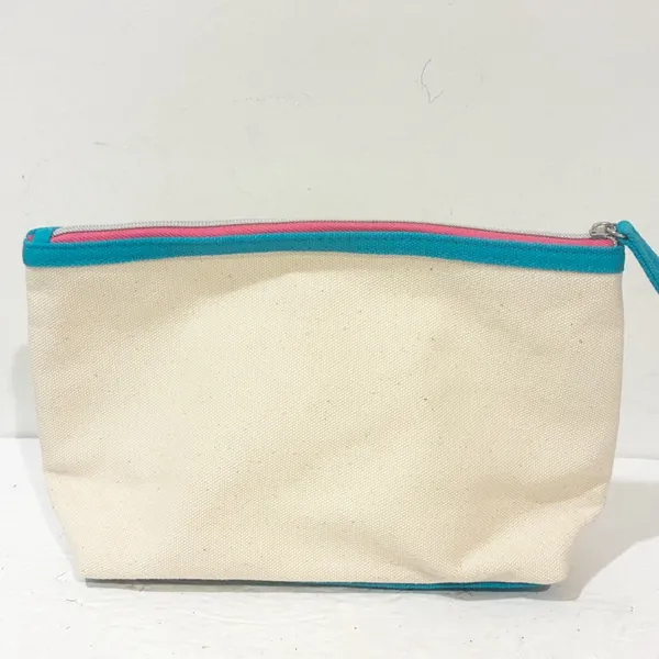Ralph Lauren White Canvas Zip Top Cosmetic Travel‎ Case - Image 4