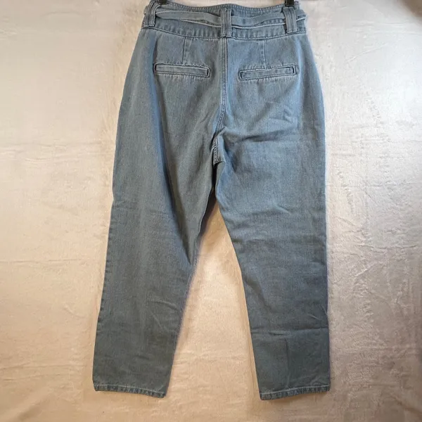 Forever 21 Light Wash Paperbag Waist Denim Jeans Belted Wide Leg‎ Size 28 - Image 6