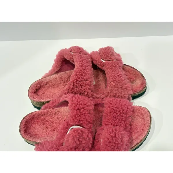 Birkenstock Arizona Big Buckle Teddy Shearling Sandals Fuchsia Pink Size 38 - Image 2