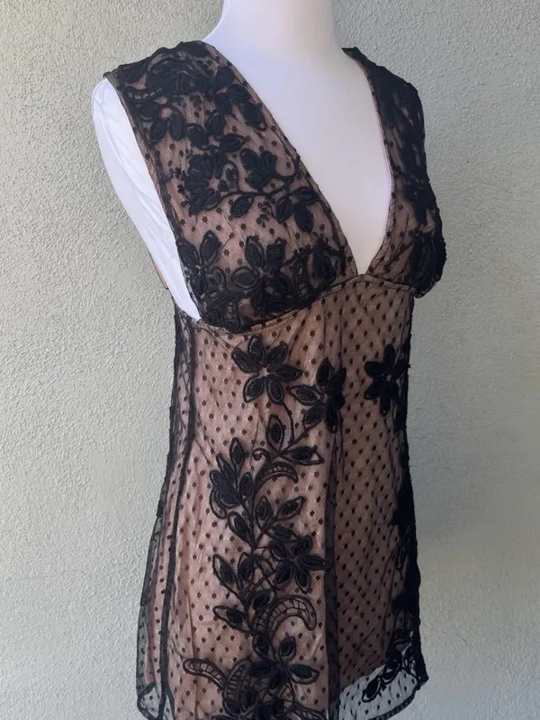 Free people Sheer Black Lace Overlay Mini Dress - Image 4