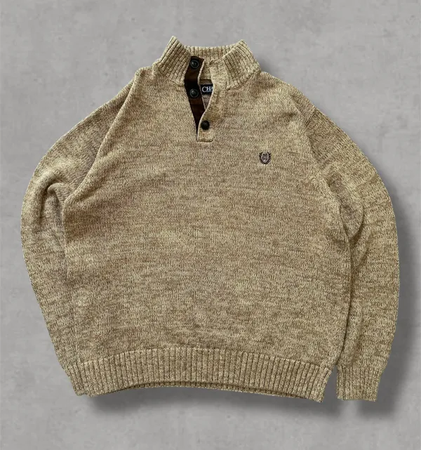 CHAPS Tan and Brown Vintage 90s Sweater Knitwear - Image 3