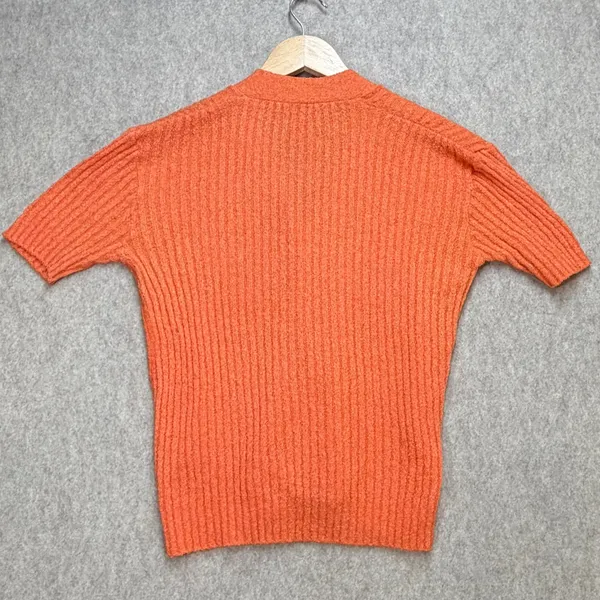 Vintage Short Sleeve Cardigan Womens M Orange Nautical Coastal Retro Halloween - Image 2
