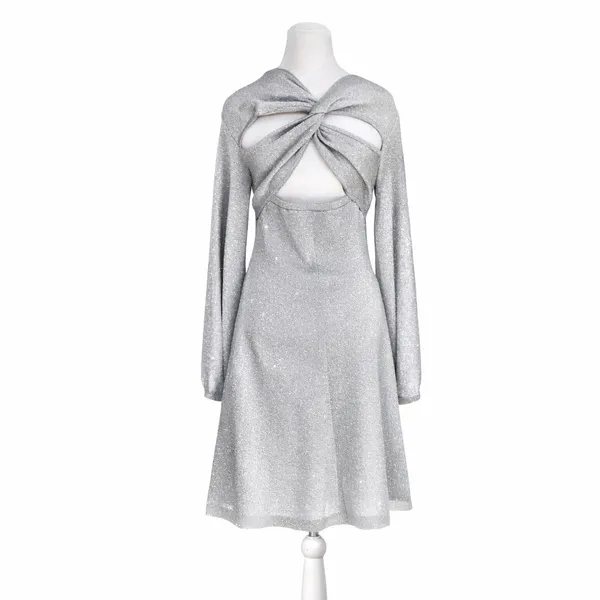NWT J.‎ Crew Lurex Twist Back SIlver Merino Wool Blend Dress Size Small - Image 2