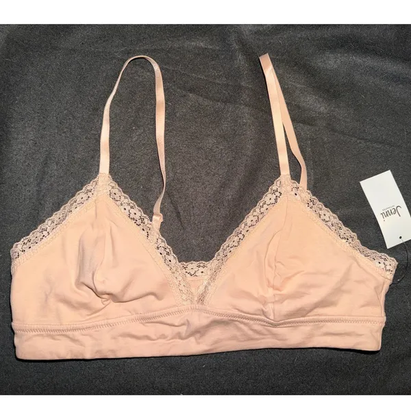 Jenni Intimates Womens XL Chai Peach Lace Trim Cotton Blend Bralette 100120857 - Image 2