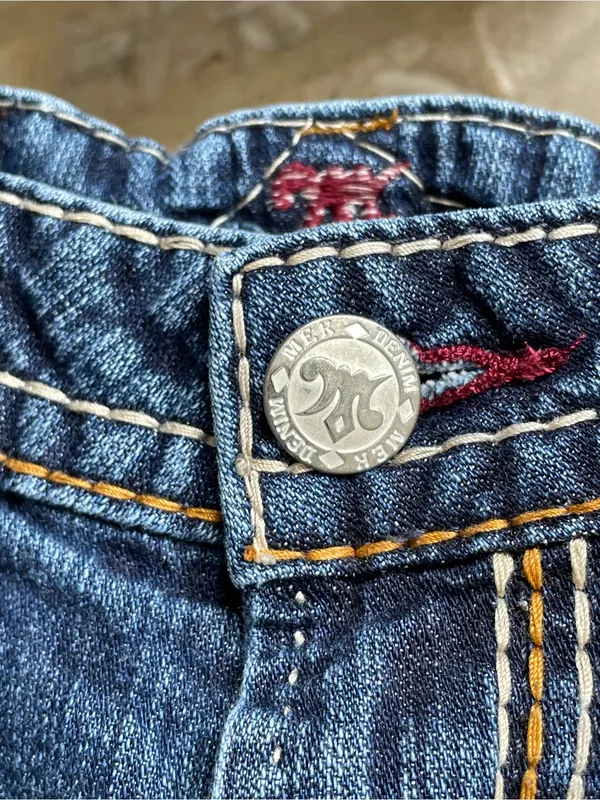 MEK Distressed y2k New Mazatlan Slim Bootcut Denim Jeans- 27/34 but 28.75 Inseam - Image 6
