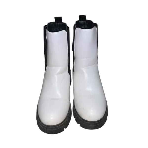 Olivia Miller Round Toe Chunky Heel Mid Calf Ankle Boots Slip On - Image 2