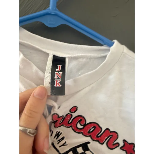 JNK American Speedway Motorcycle Lace Up Crop Top White Long Sleeve S Biker‎ - Image 7
