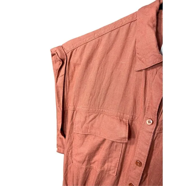 Abercrombie & Fitch Rust Linen Blend‎ Utility Romper Size XS - Image 3