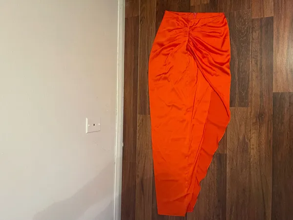 Oh Polly Bright Orange Satin Skirt with a Top - Image 14