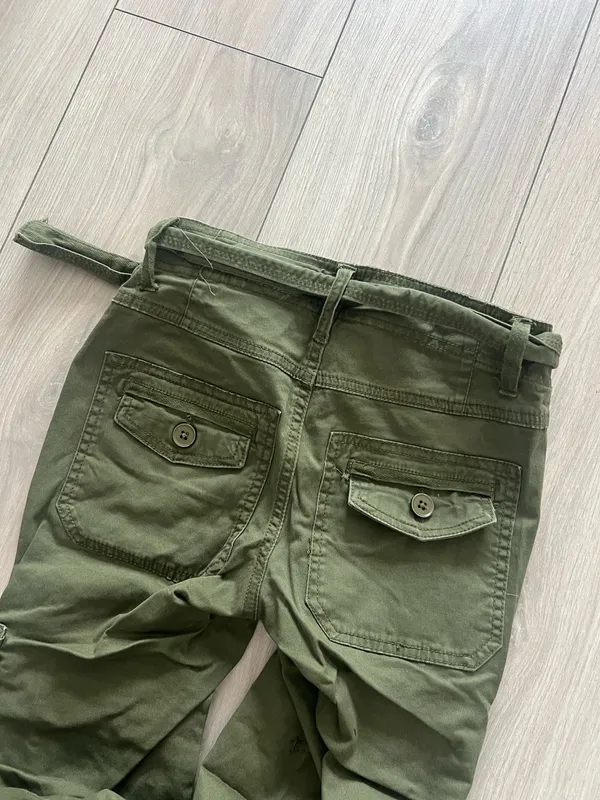 forever 21 army green cargo utility pants low rise flare jeans bottoms - Image 4