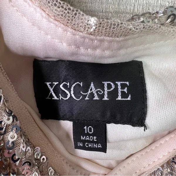Xscape (with flaws)Size 10 Beige/Tan Underlay Silver Sequin 1 Arm Party … - Image 10