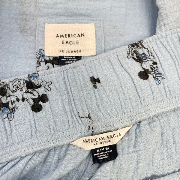 American Eagle Mickey Mouse Pajama Set Women Medium Cotton Gauze Lounge Kawaii - Image 9