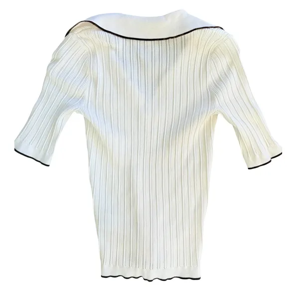 Madewell signature Knit Johnny Collar Sweater Contrast Trim NX533‎ XS - Image 11