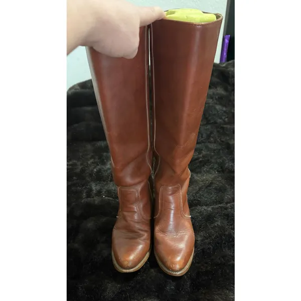 Vintage Womens 8.5 Dexter Campus Boots Tall Western Riding Stacked Leather Heel - Image 2