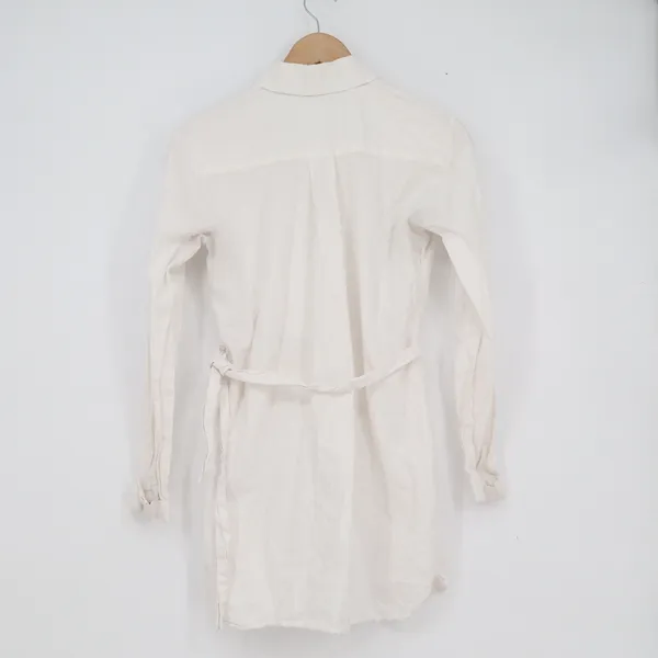 Seraphine White Cotton Maternity Shirt Dress Tie Waist Long Sleeve US 2 UK 6 - Image 6