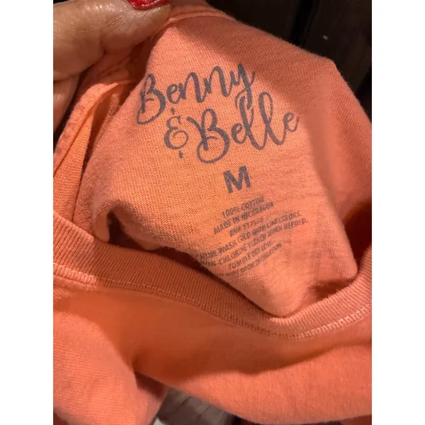 Women's Benny & Belle Long Sleeve Tee M Orange Blue Seahorse - Image 5