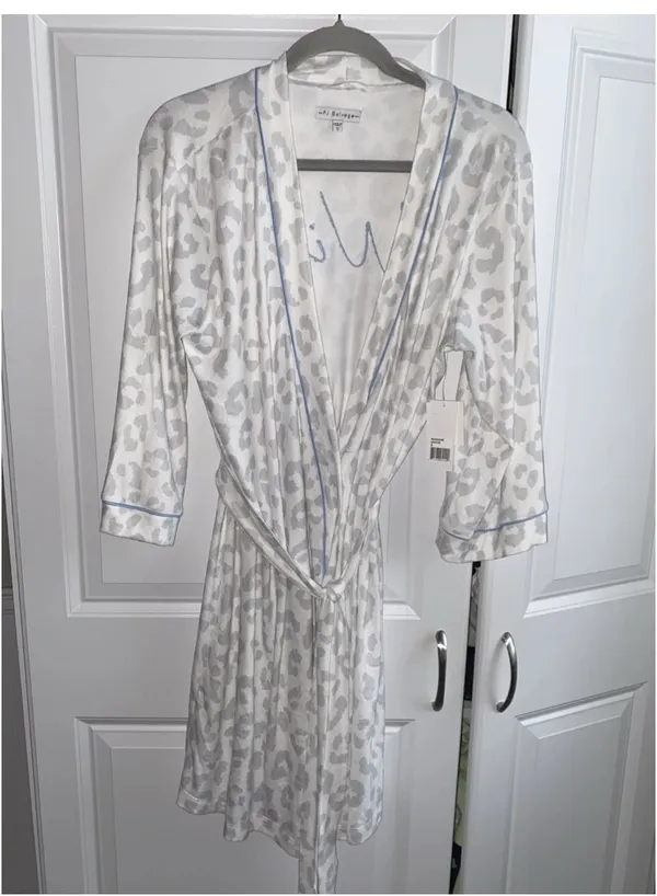PJ Salvage Leopard Print Honeymoon Knit Bridal Wifey Embroidered Robe Small NWT - Image 5