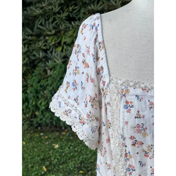 Milkmaid Dress L Crochet Cottagecore American Eagle AE Dainty Floral - Image 2